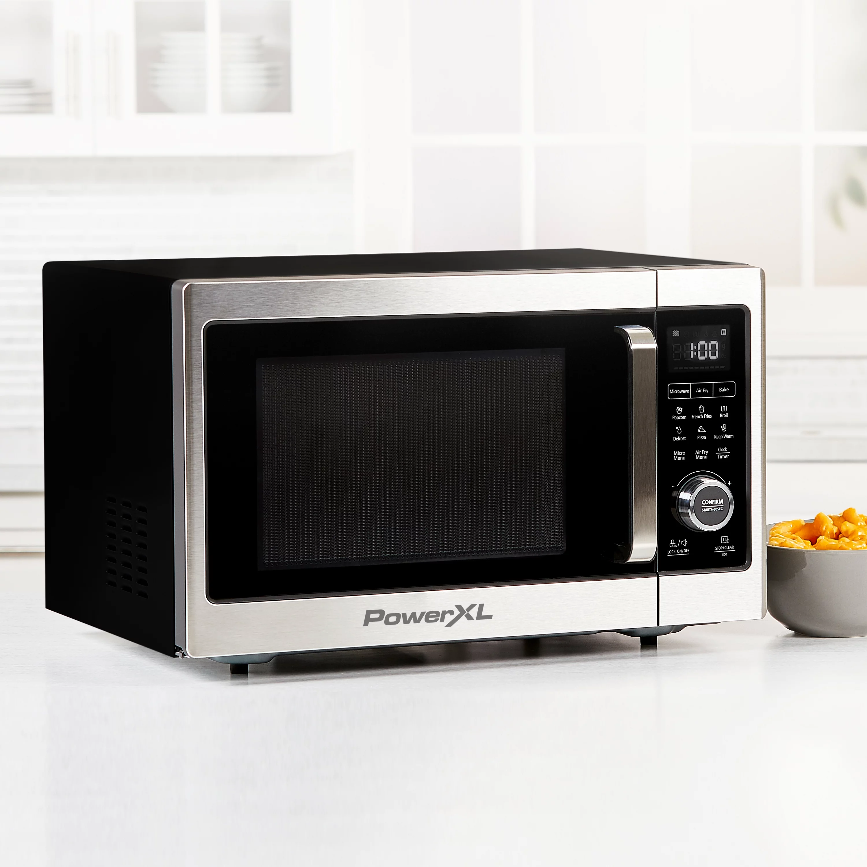 PowerXL Microwave Air Fryer Plus, Stainless Steel / Black, 1cu. ft.