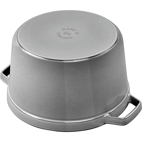 STAUB Cast Iron Dutch Oven 5.5-qt Round Cocotte, Made in France, Serves 5-6, Black Matte