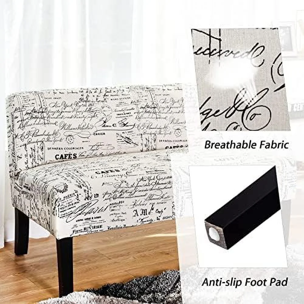 HJZBNONE Armless Loveseat Sofa Modern Sofa Chair Couch Wood Living Room Leisure Fabric  (Letter-Design)