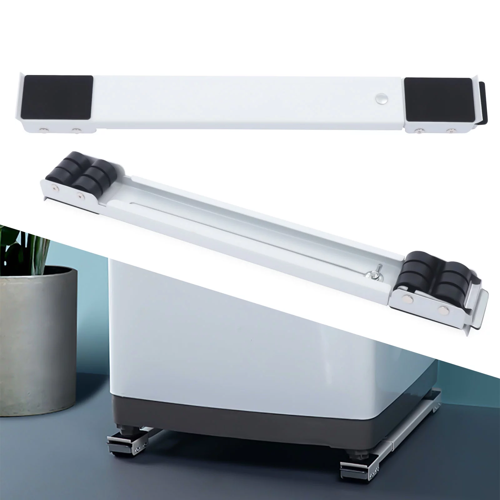 Non-slip Mobile Base Bracket for Washing Machine, Adjustable Mini Fridge Stand Extendable Appliance Rollers Furniture Dolly with Wheels
