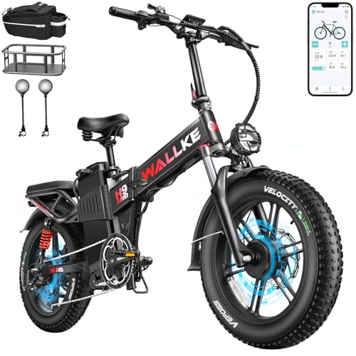 Wallke H9 AWD 3200W Dual Motor Electric Bike for Adult, 48V 82Ah/60Ah Sam-sung Cell Battery, 240-130 Mile 34MPH Fast Ebike, 20