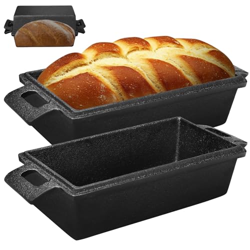 Cast Iron Loaf Pan,Bread Pans for Homemade Bread with Lid Homemade Sourdough and Meatloaf, Bread Oven Cast Iron Cookware, 2 Piece Set