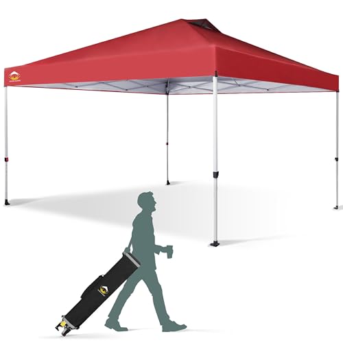 CROWN SHADES 10x10 Pop Up Canopy - Beach Tent with One Push Setup - Easy Outdoor Sun Shade for Events, Parties, Camping - Gazebo with STO-N-Go Cover Bag, Silver Coated Top, White