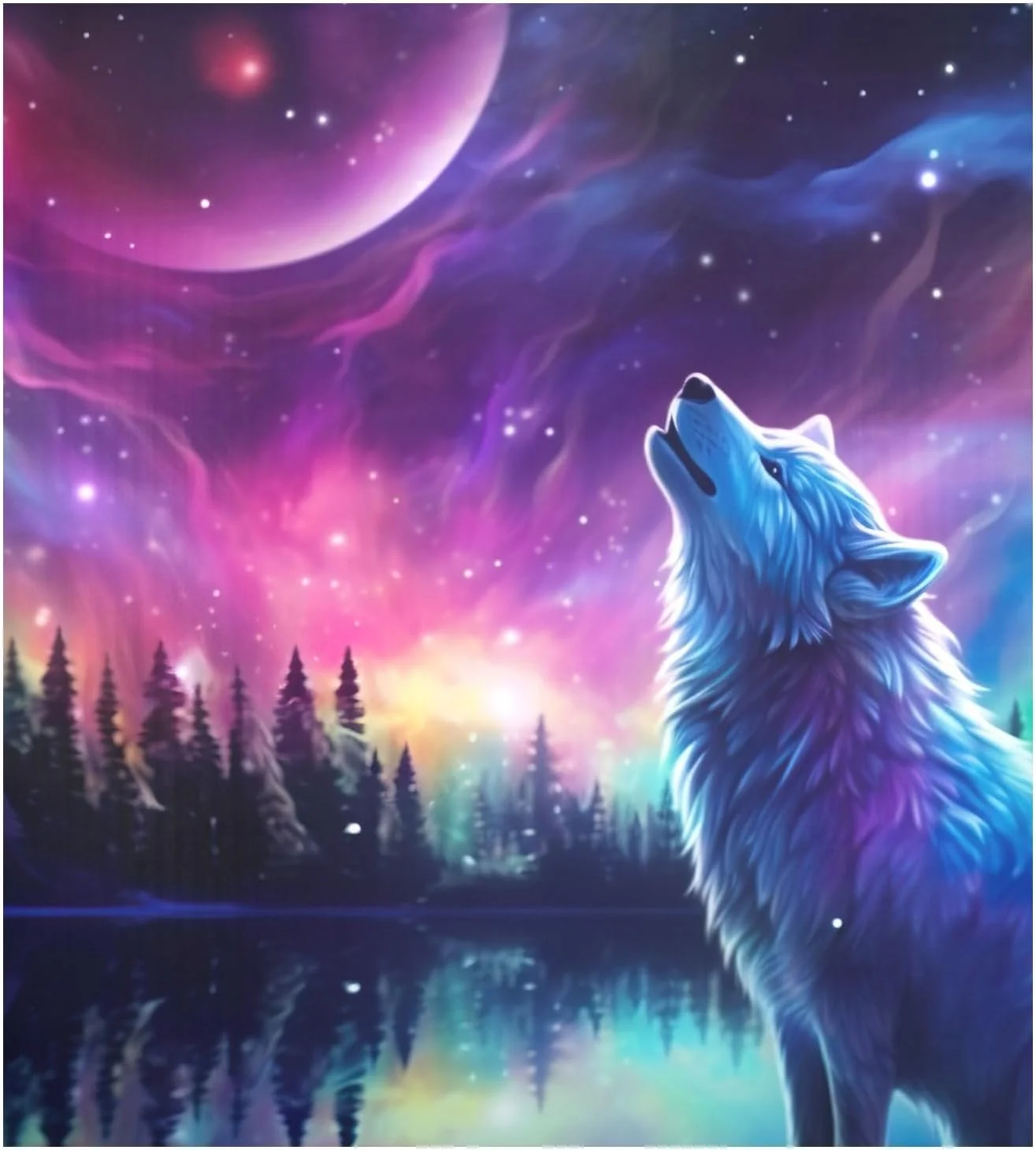 Coolnut Magnetic Dishwasher Stickers Galaxy Wolf Kitchen Dishwasher Cover Sticker, Panel Decal Home Cabinet Appliances Stickers 23in W x 26in H Home Decor