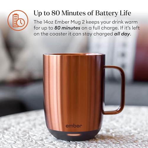 Ember Temperature Control Smart Mug 2, 14 Oz, App-Controlled Heated Coffee Mug with 80 Min Battery Life and Improved Design, Black