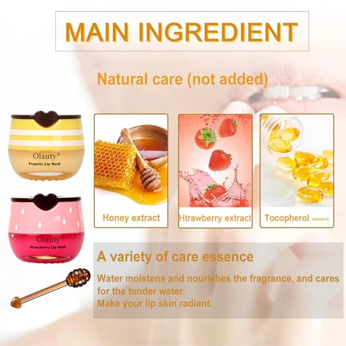 4 PCS Bee Lip Balm Honey Pot-Strawberry, Watermelon, Apple Lime, Honey Lip Mask Overnight Propolis Moisturizing,Vitamin E Prevention Cracked &Chapped Lips,Christmas Gifts Lip Balm