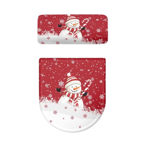 Christmas Bow Bell Toilet Tank Lid Cover and Toilet Seat Lid Cover 2 Pcs Set Toilets Covers with Elastic Cloth Fits Most Toilets Tanks & Lids