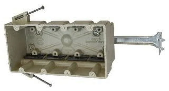 Allied Moulded Products 4300-NBK Fiberglass Reinforced Thermoset Polyester 4-Gang Residential/Receptacle Electrical Switch Box 7-1/2 Inch x 3-3/4 Inch x 3 Inch 60 Cubic-Inch FiberglassBox