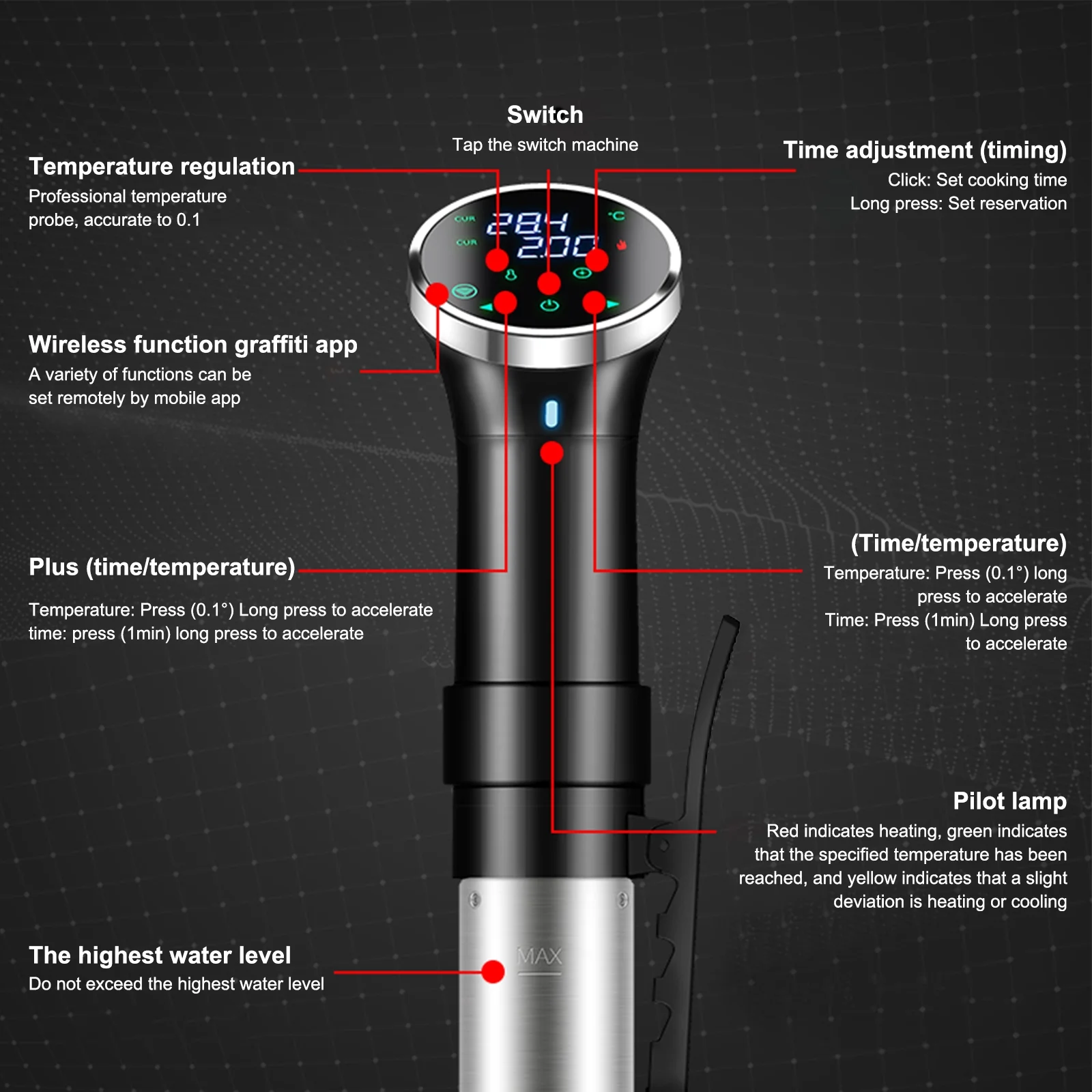 Andoer Cooking machine,And Time Display App Temperature AndTemperature And Time Sous Cooker 1100App Wifi Sous Display Precision Sous Immersion Quiet 1100 Cooker Hine Immersion Huiop