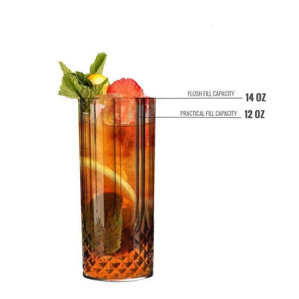 Smarty 14 oz. Clear Crystal Cut High Ball Plastic Glasses 48ct