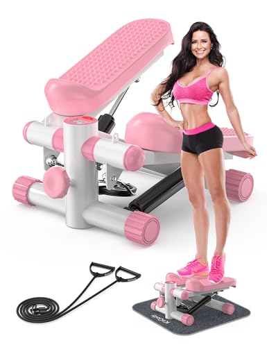 Steppers for Exercise at Home, KitGody Mini Stepper with Resistance Bands, Portable Stair Stepper for Home 330LBS Capacity, Adjustable Height Fitness Stepper Machine