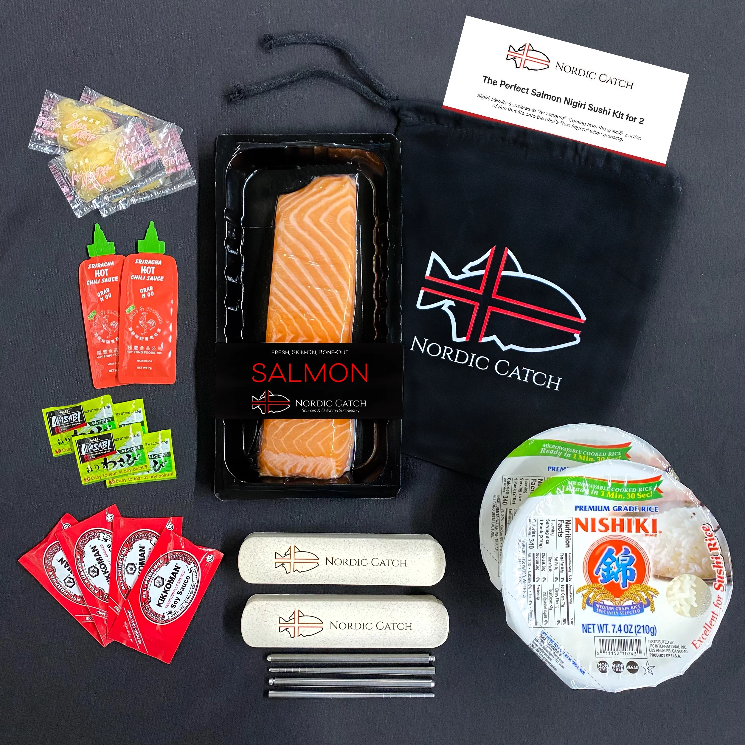 Perfect Salmon Nigiri Sushi Kit for 2 - Icelandic Salmon (11oz Fillet)