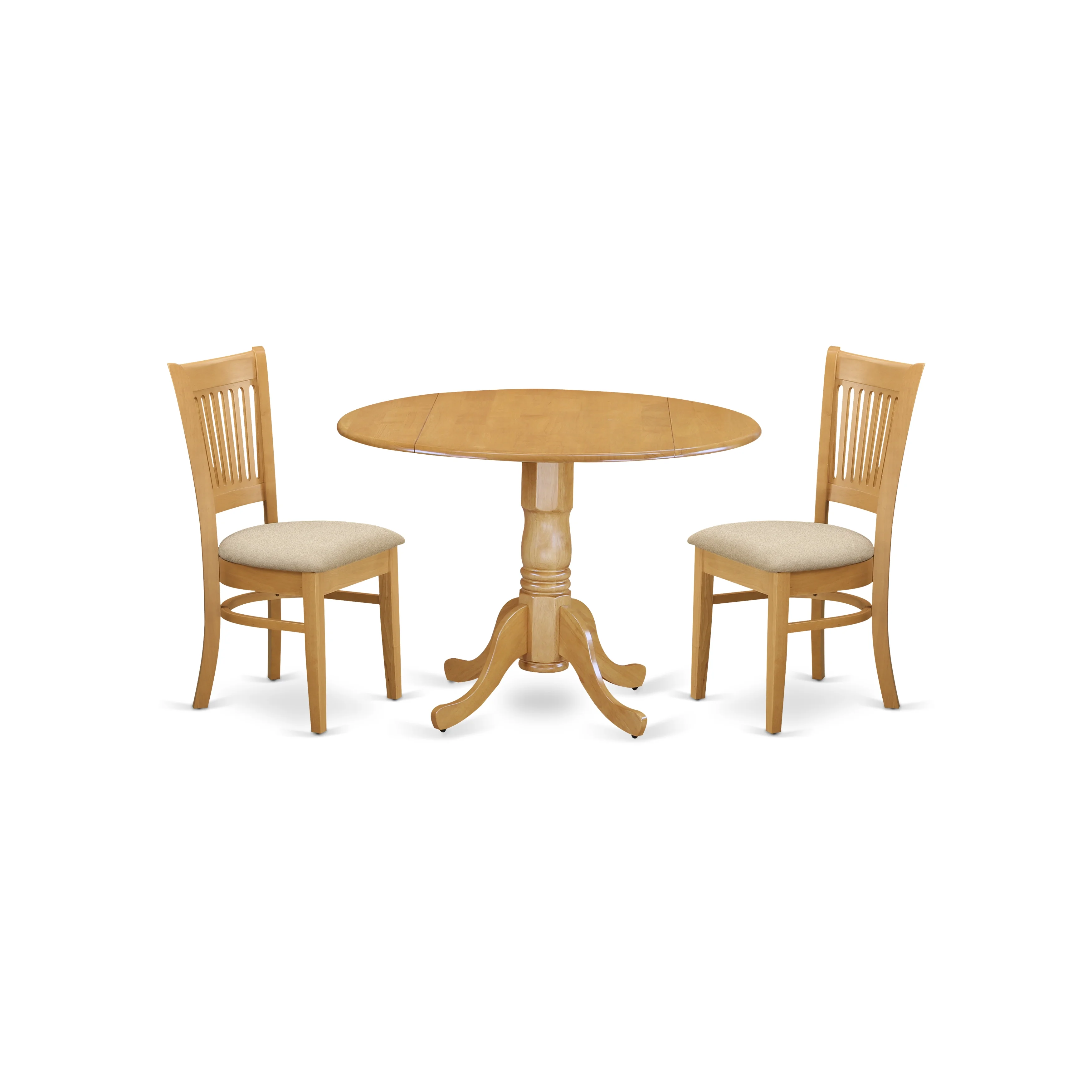 East West Furniture Dublin 3-piece Wood Dining Set with Slat Back Chairs in Oak