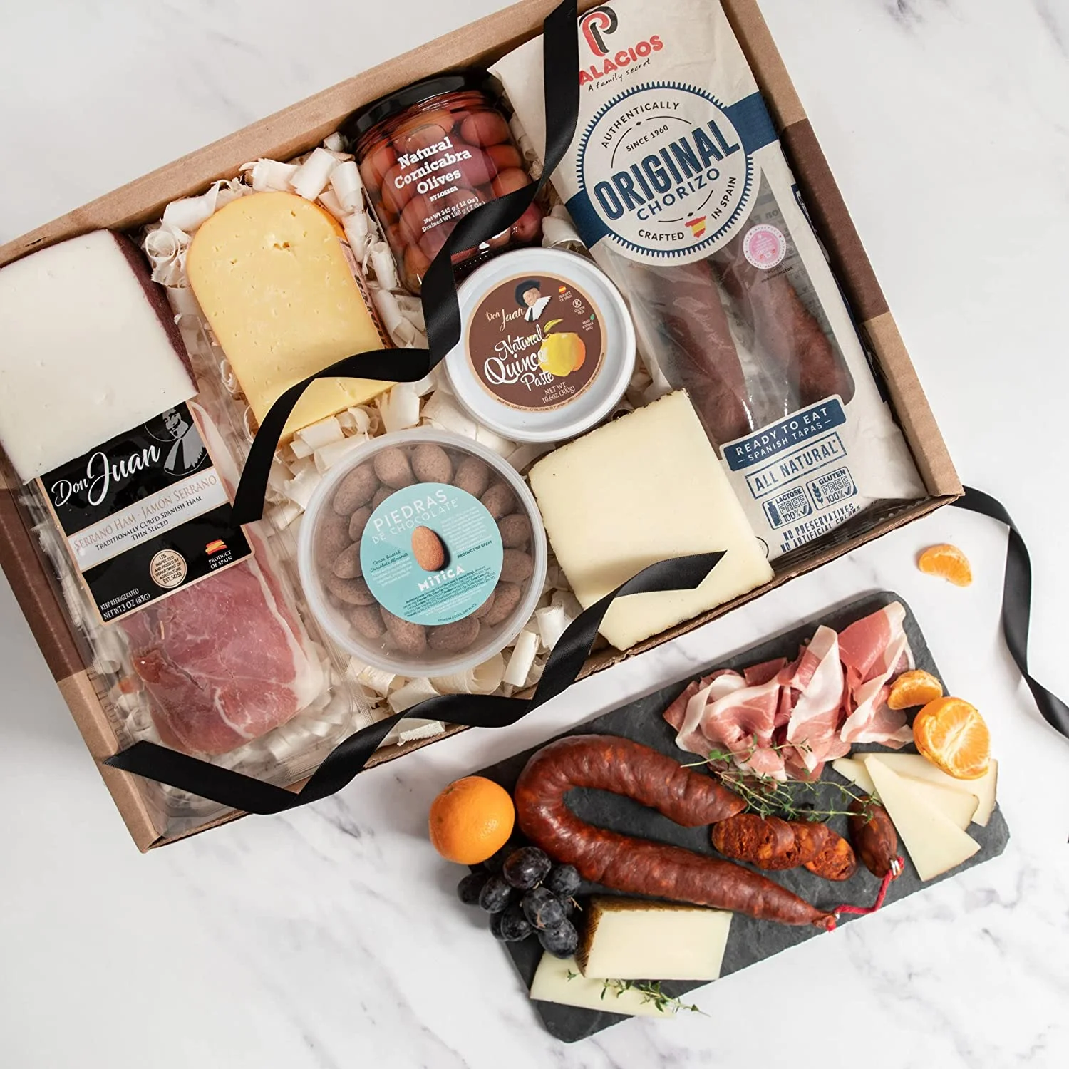 A Little Bit of Spain in Gift Box - A Full Collection of The Flavors and Culinary Stables of Spain - Fine Cheeses, Meats, Spanish Delicacies, and sweets.