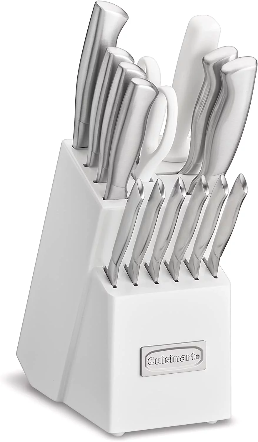 Cuisinart C77SS-15PK 15-Piece Stainless Steel Hollow Handle Block Set, Glossy White
