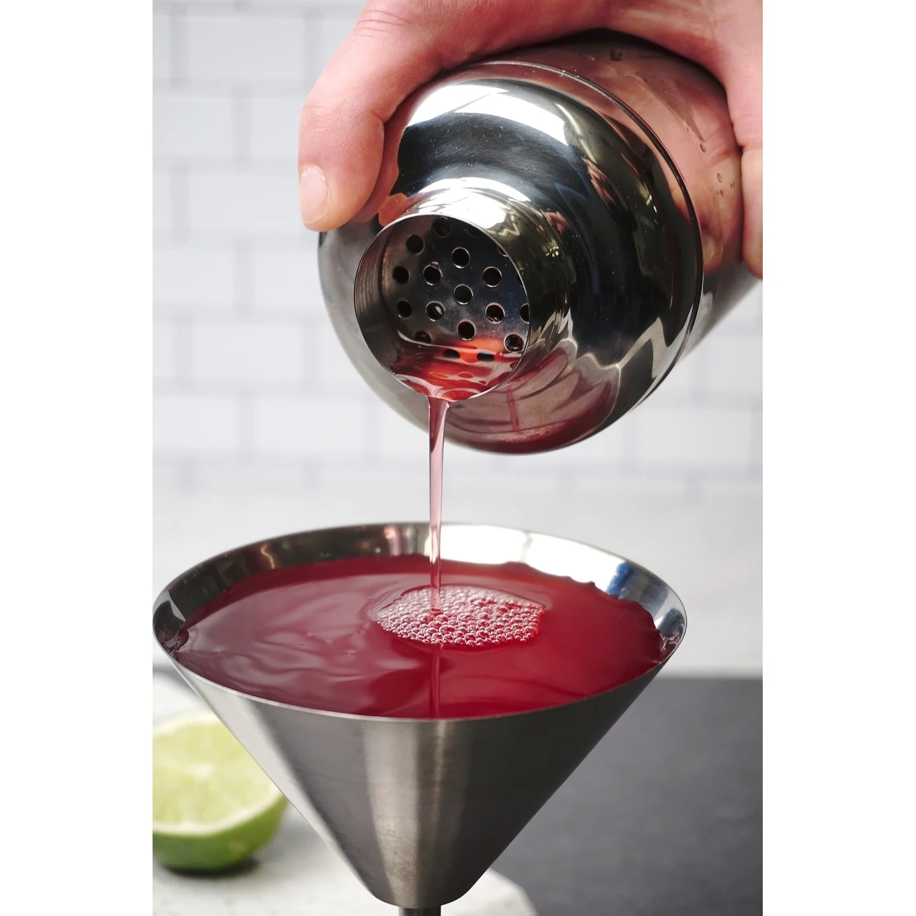 Silver Stainless Steel Martini Glass (Set of 2) 6 Oz 4.5 x 7