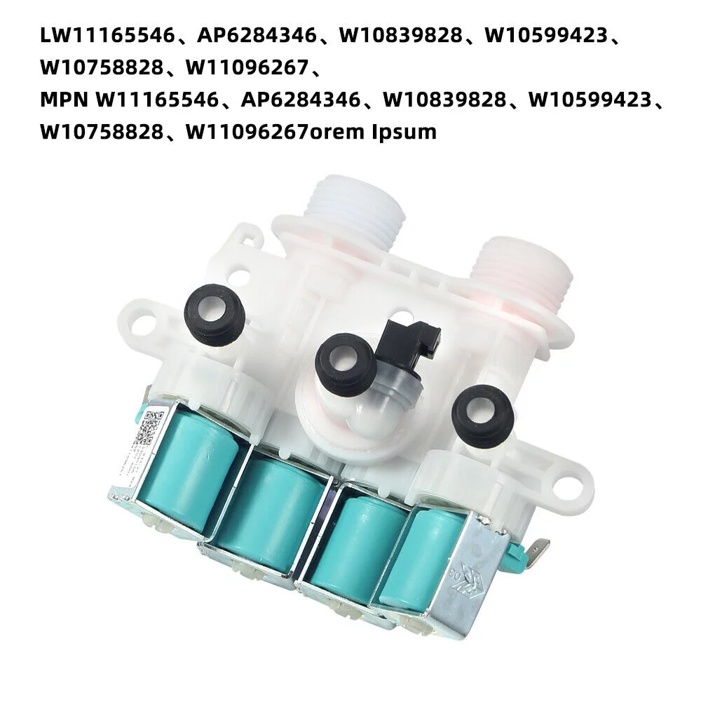 KingFurt Washing Machine Inlet Valve, Plastic, Multi Color, Maytag Whirlpool KitchenAid Compatible, W11165546 Model, 1-Pack