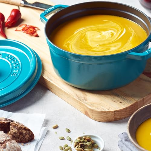 STAUB Cast Iron Dutch Oven 5.5-qt Round Cocotte, Made in France, Serves 5-6, Black Matte