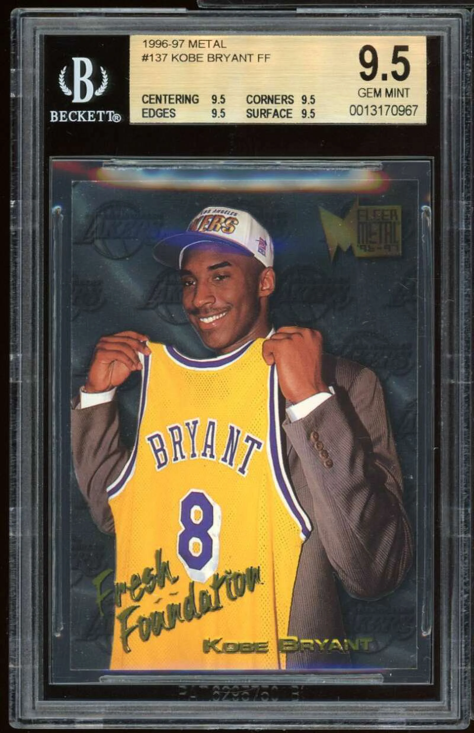 Kobe Bryant Rookie Card 1996-97 Metal #137 BGS 9.5 (9.5 9.5 9.5 9.5)