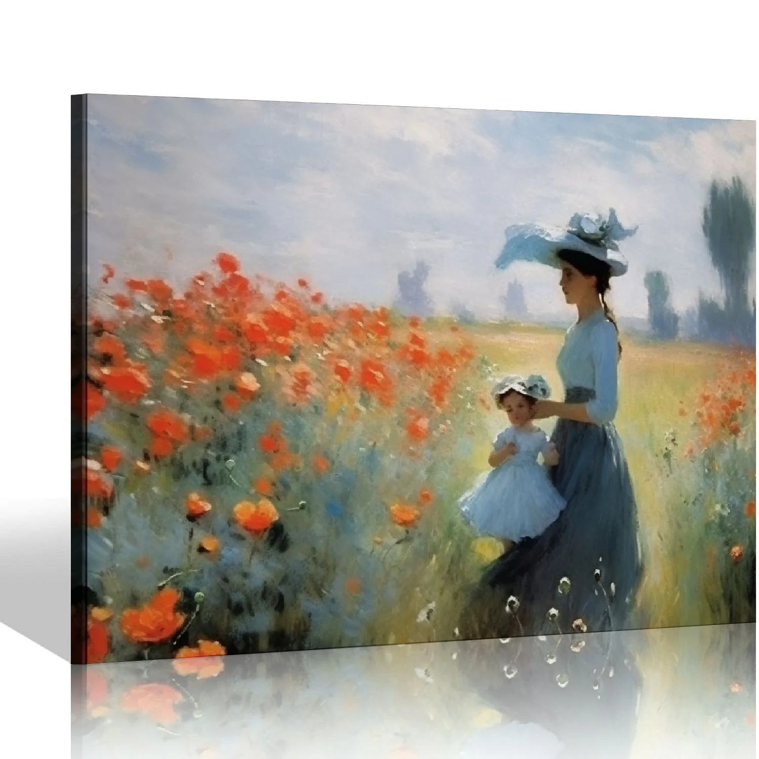 COMIO The Poppy Field Near Argenteuil Giclee Canvas Prints Wall Art of Claude Monet Famous Floral Oil Paintings Reproduction Classic Flowers Landscape Pictures Artwork