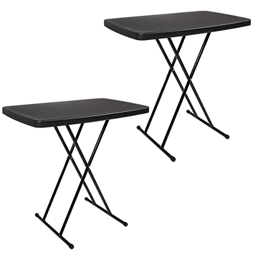 Folding Table - Lightweight Portable Folding Desk - Small Plastic Table for Camping, Playing Cards, and Crafting by Everyday Home (Black)