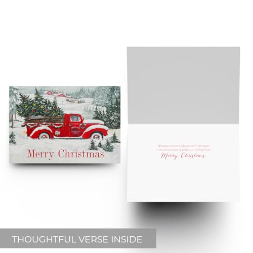 Masterpiece Holiday Greetings Trimmed In Scarlet Christmas Cards / 16 Boxed Snowy Cardinal Wreath Holiday Cards With Silver Foil Lined Envelopes / 5 5/8