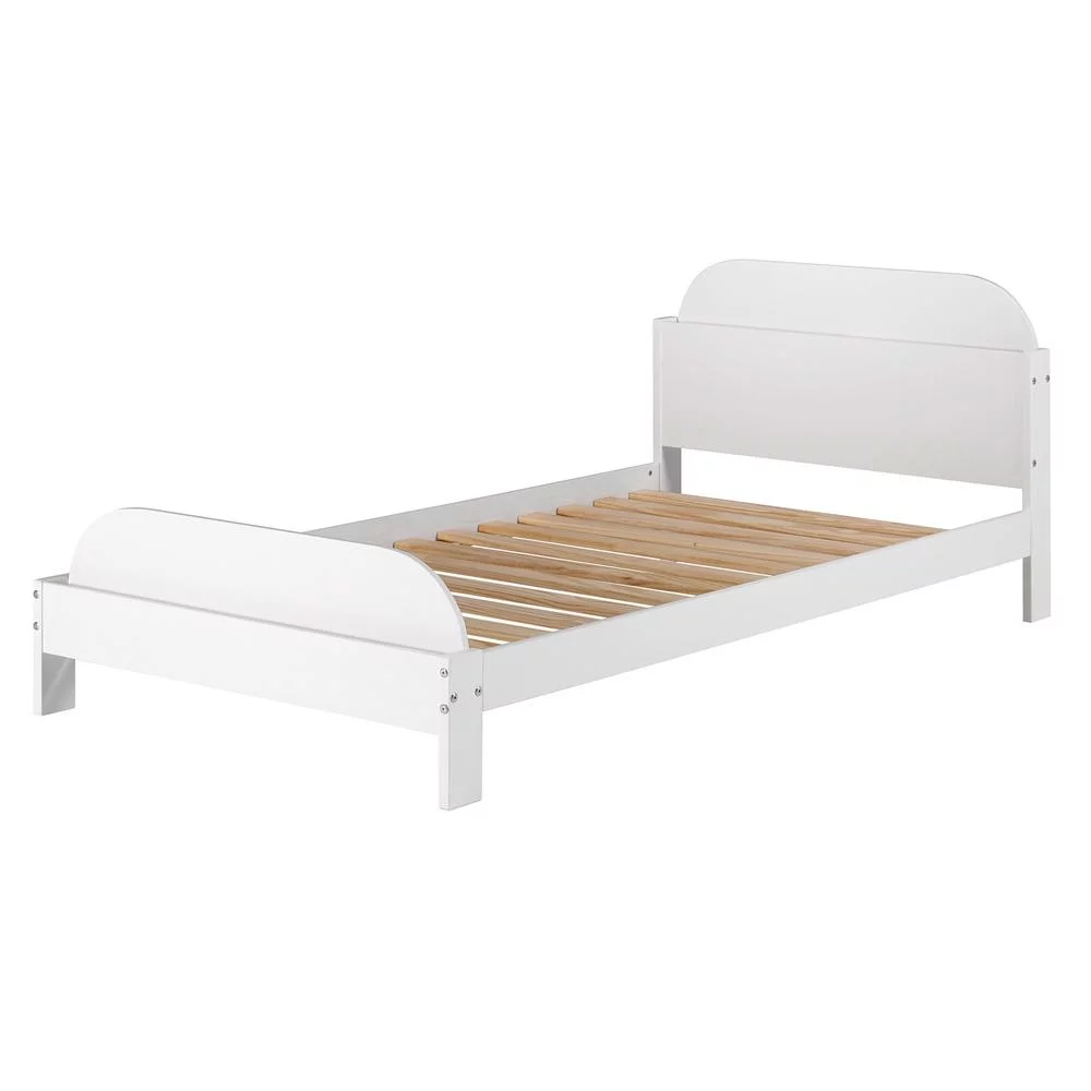 Classic Solid Wood Twin Bookcase Bed - White