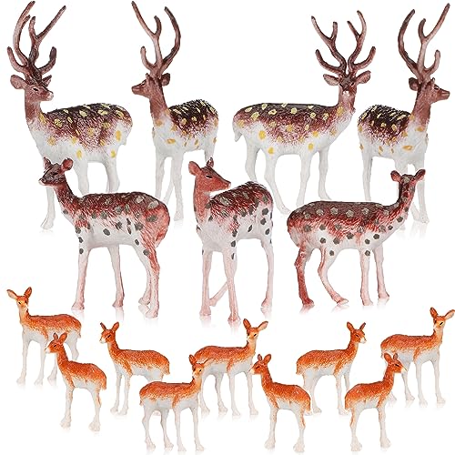 Soaoo 60 Pcs Mini Plastic Deer Figurines Small Deer Cake Toppers Decoration Miniature Forest Animals Reindeer Figures Christmas Woodland Creatures Mini Animal Woodland Cake Decoration Gifts Crafts