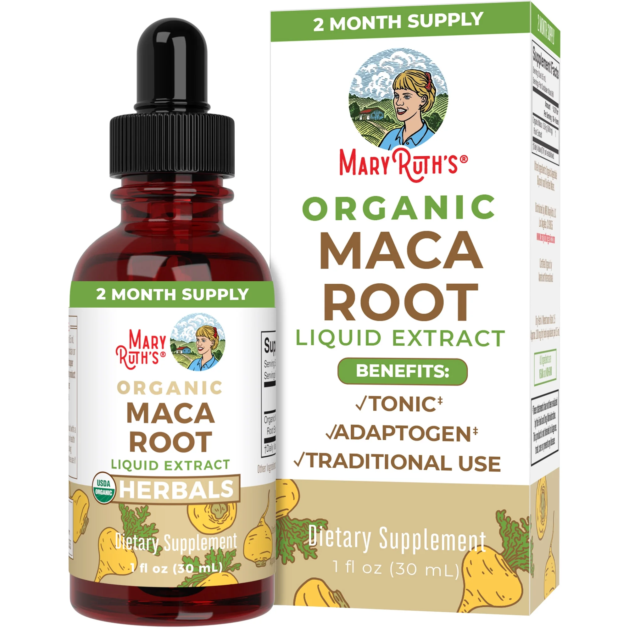 MaryRuth Organics | USDA Organic Maca Root Liquid Drops | Adaptogenic Herb | Stress and Anxiety Relief Supplement | 1 fl oz / 30 ml