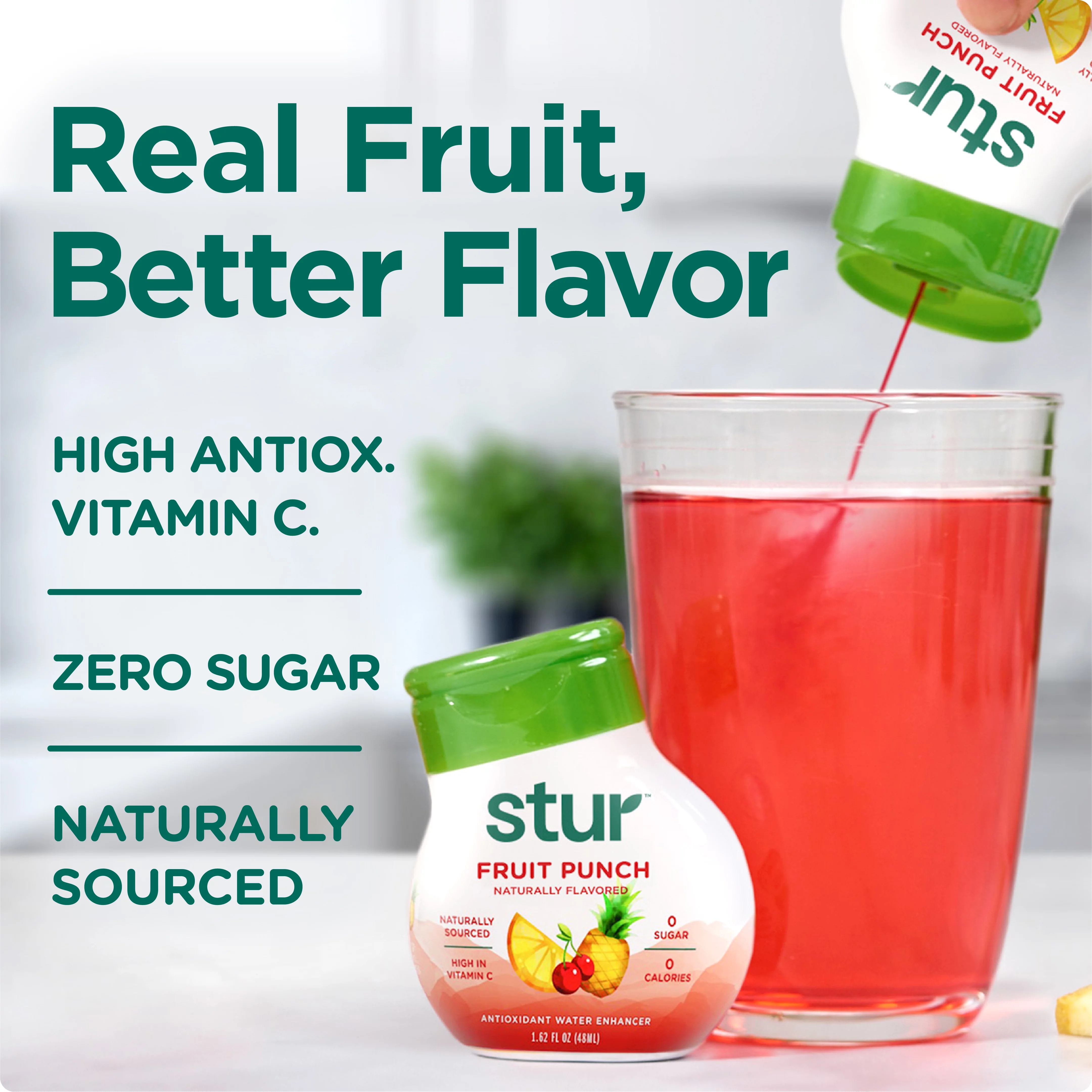 Stur - Fruit Punch, Liquid Water Enhancer Drink Mix, 1.62 fl oz Bottle (10 Pack)