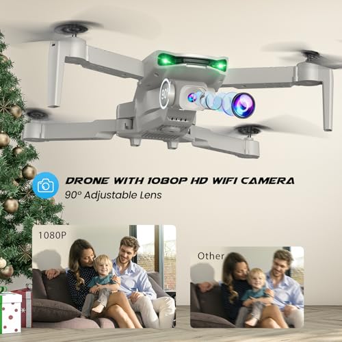 Drone With Camera 1080P for Kids And Adults, RC Quadcopter with Altitude Hold, Mini Drone With One Key Start, Waypoint Fly, Headless Mode, 3D Flip, 3 Speeds, Remote Control Drone for Beginners