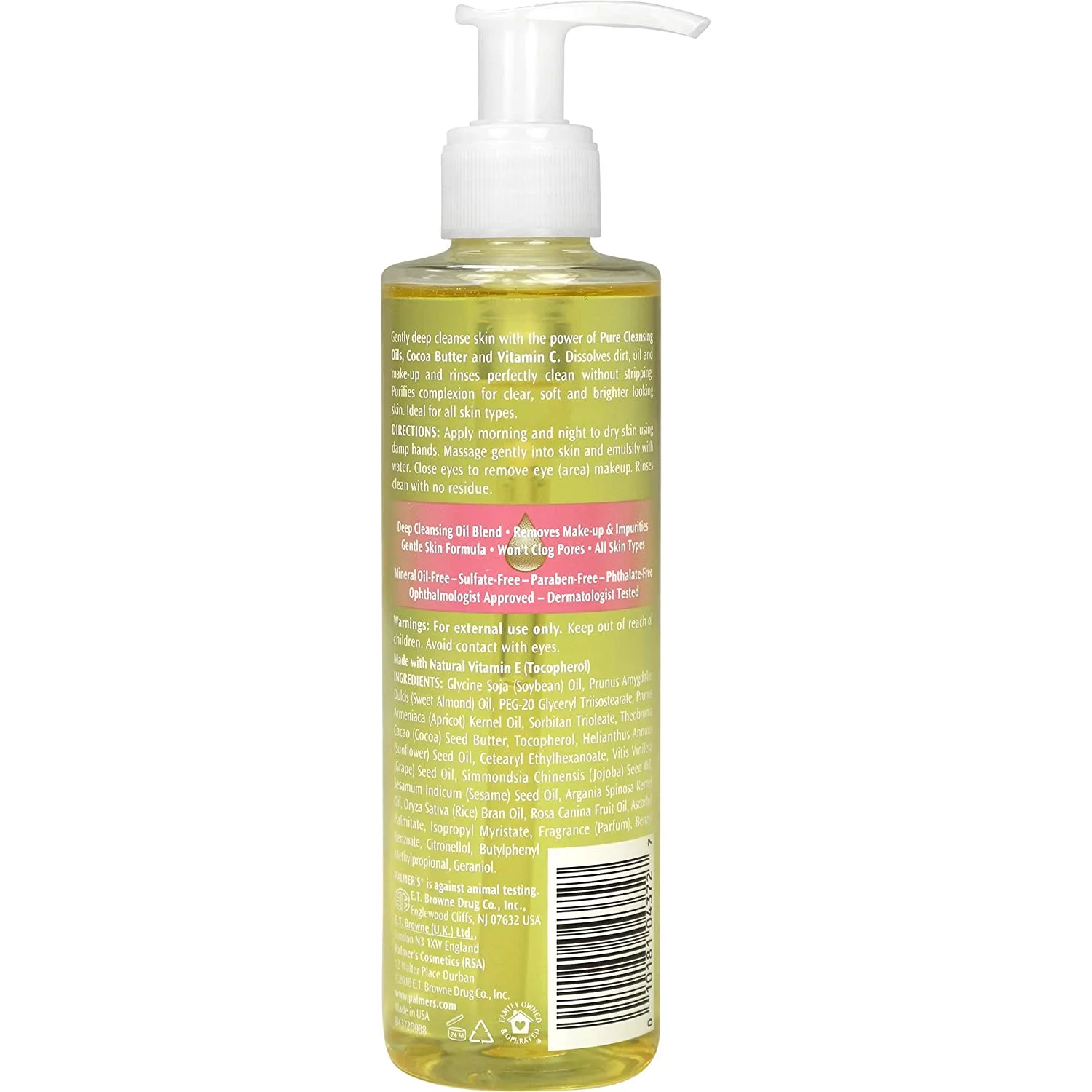 palmers cocoa butter skin therapy cleansing oil, face, rosehip fragrance, 6.5oz pump (2pack)