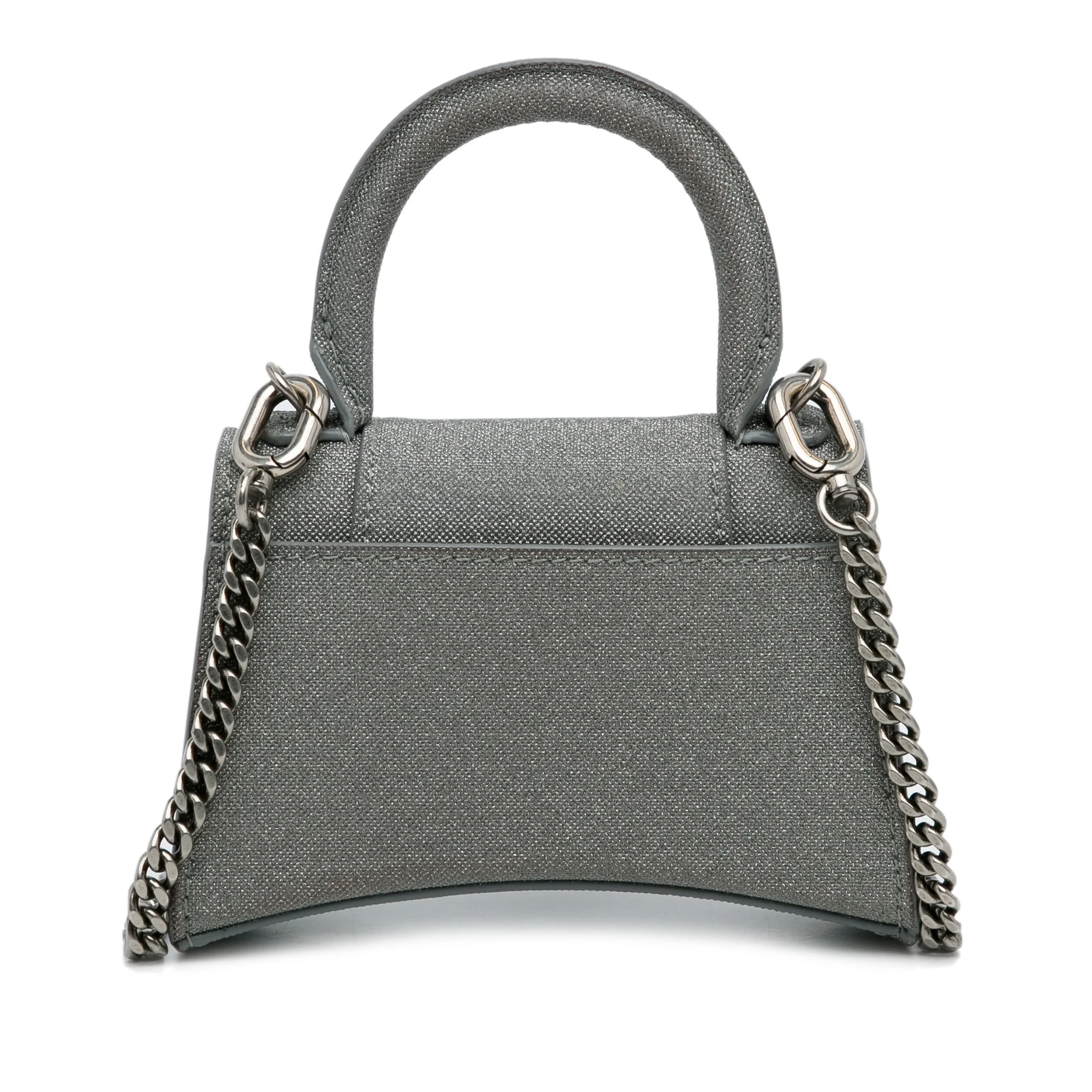 Pre-Owned Authenticated Balenciaga Mini Glitter Hourglass Satchel Polyester Fabric Gray Unisex (Good)