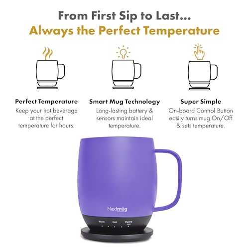 Nextmug - Temperature-Controlled, Self-Heating Coffee Mug (Black - 14 oz.)