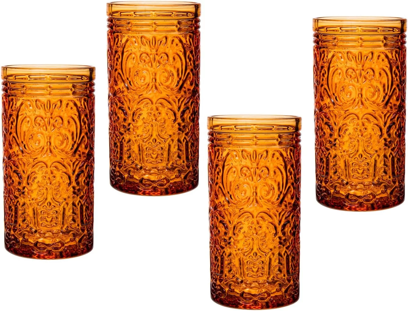 Highball Beverage Glass Cup Orange Spice – Set Of 4