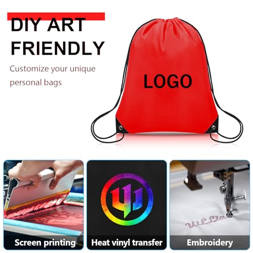 50Pcs Drawstring Backpack Bulk Cinch Bag, Drawstring Bags Polyester for Gym Sports Beach Party Trip (White)