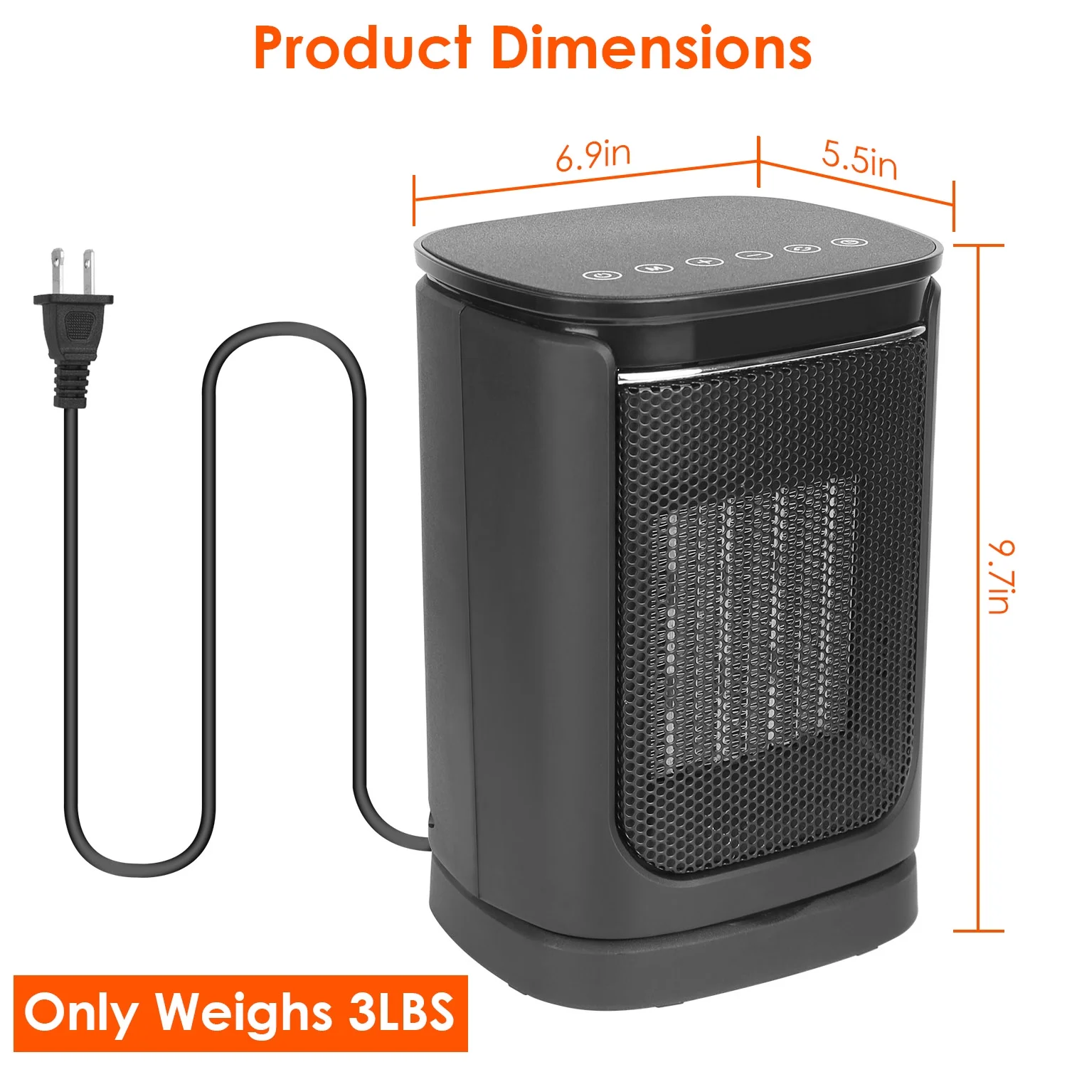 Space Heater, iMounTEK 1500W Portable Heater for Bedroom, 90° Fan, LED Display, Black