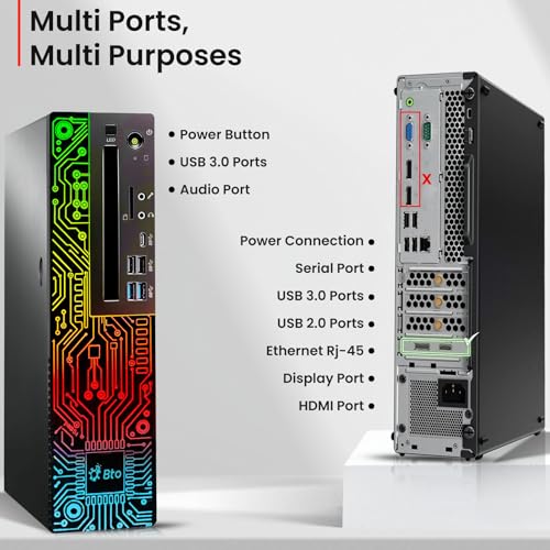 BTO RGB Gaming Desktop PC – Intel i5 8th Gen Processor – 16GB Ram – 512GB SSD – NVIDIA GeForce GT 1030 DDR5 – New 24 inch Monitor – WiFi – Windows 11 Pro – Computer Tower for PC Gamer (Renewed)