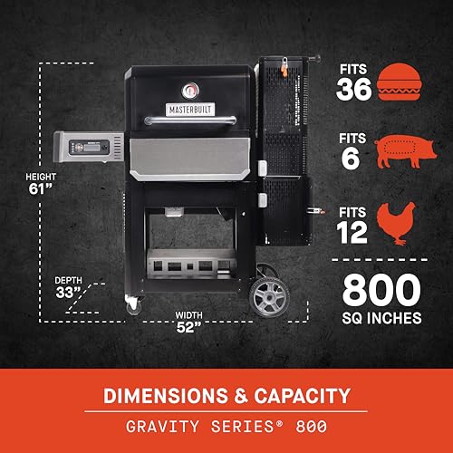 Masterbuilt? Gravity Series? 800 Digital Charcoal Grill, Griddle and Smoker with Digital Control, App Connectivity and 800 Cooking Square Inches in Black, Model MB20040221