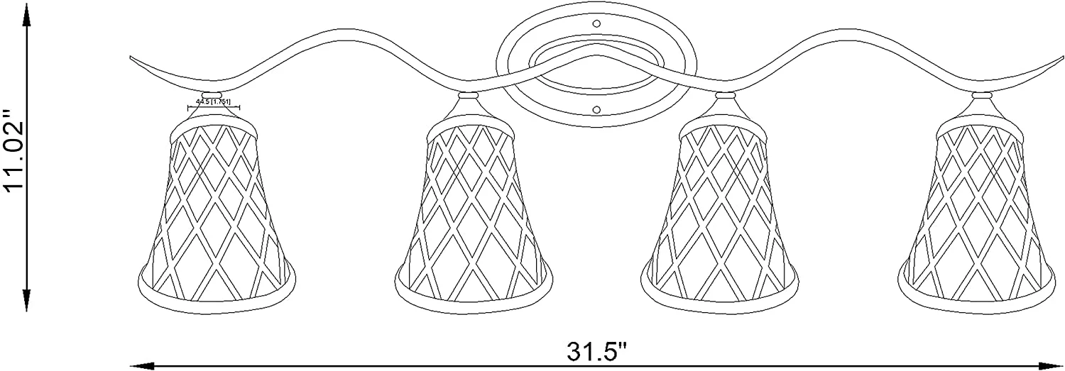 Vanity Art Elegant Cut Crystal Glass 4 Lights Dimmable Matte Black Wall Vanity Light for Mirror Hallway Living Room | Modern Wall Lighting with Clear Glass Shade Bathroom Light Fixtures W2004BK-R03