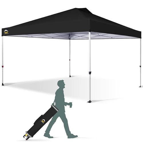 CROWN SHADES 10x10 Pop Up Canopy - Beach Tent with One Push Setup - Easy Outdoor Sun Shade for Events, Parties, Camping - Gazebo with STO-N-Go Cover Bag, Silver Coated Top, White