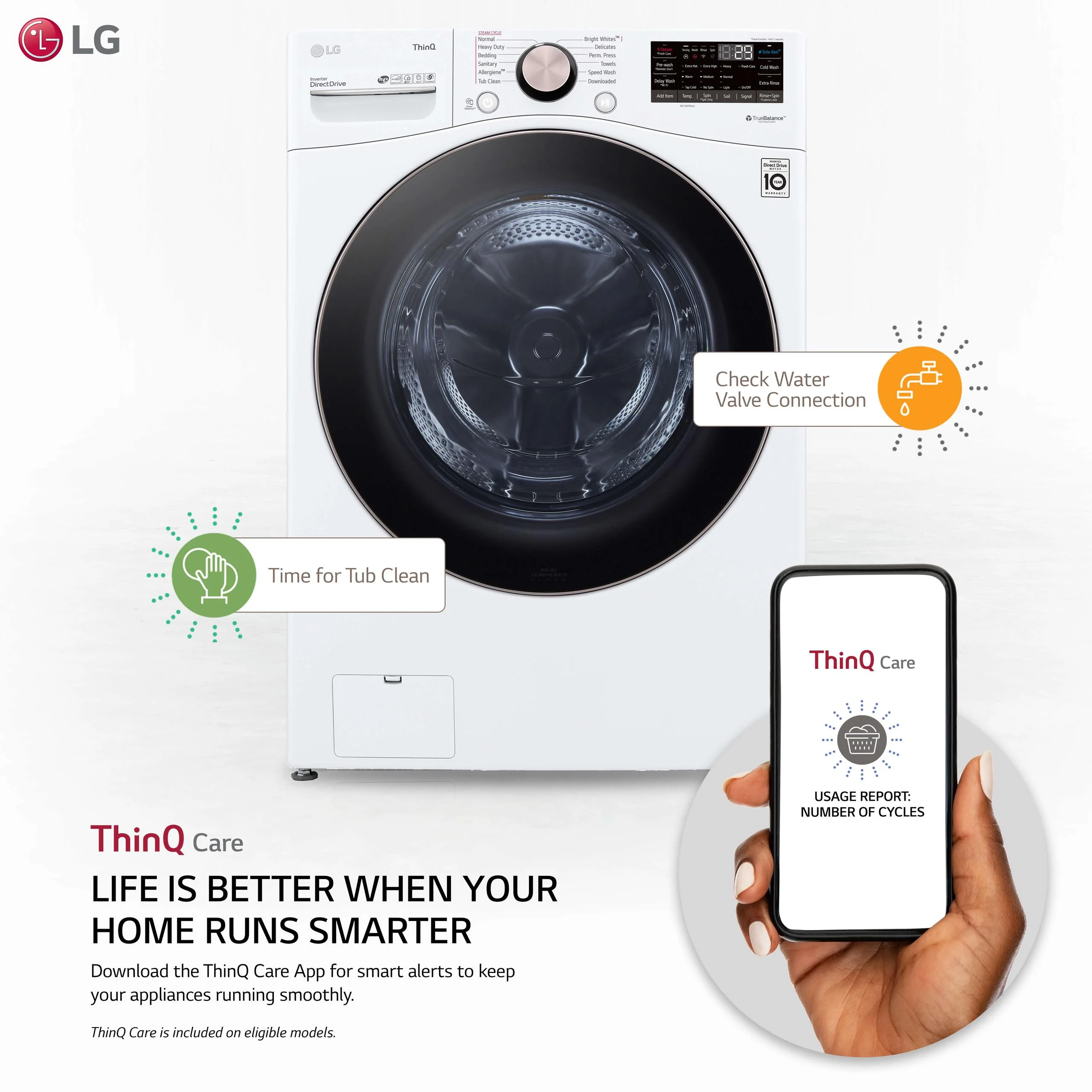 LG WM4000HWA 4.5 Cu. Ft. Ultra Large Capacity Smart wi-fi Enabled Front Load Washer with TurboWash 360Â° an