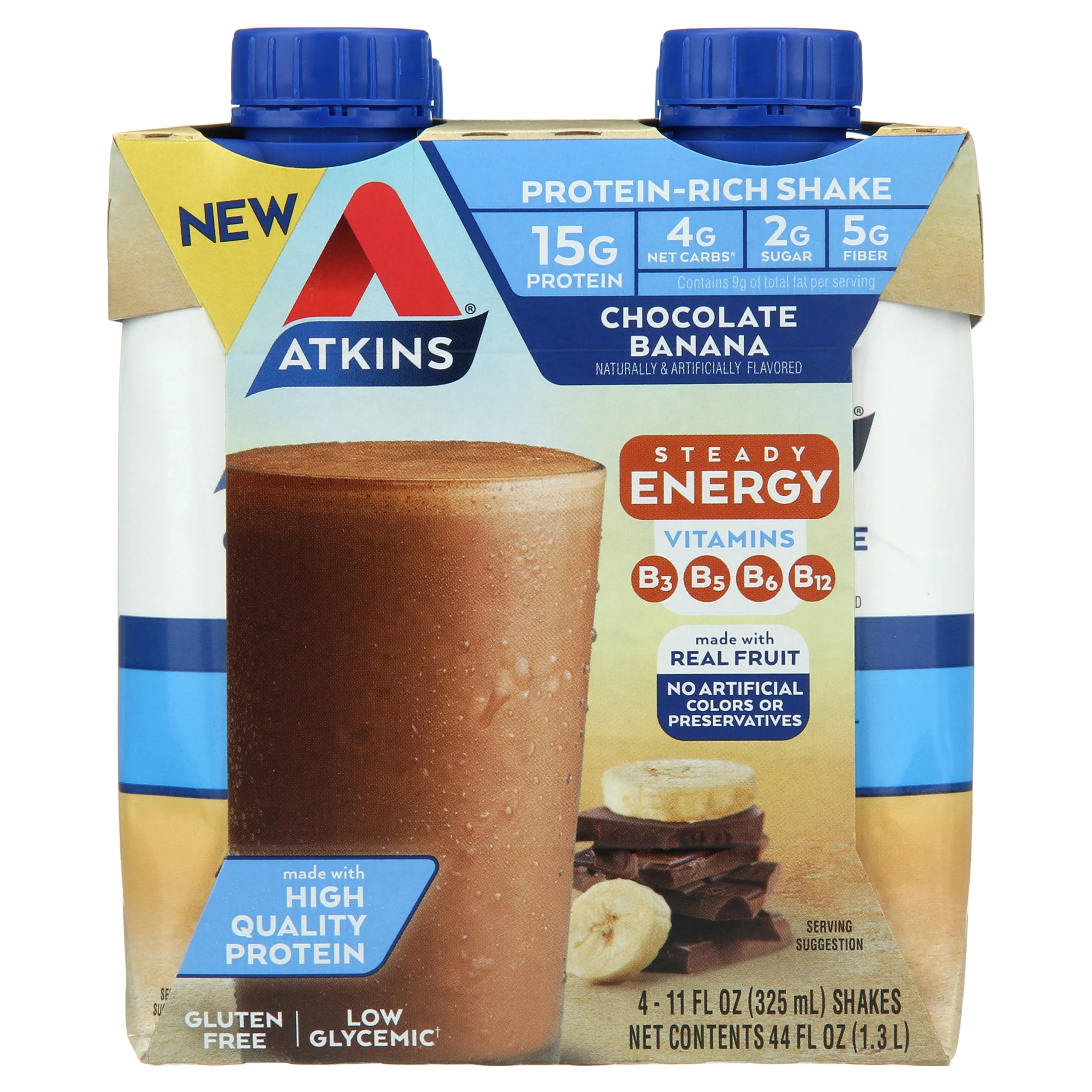 Atkins Gluten Free Protein-Rich Shake, Milk Chocolate Delight, Keto Friendly, 3/4ct Packs (Ready to Drink)