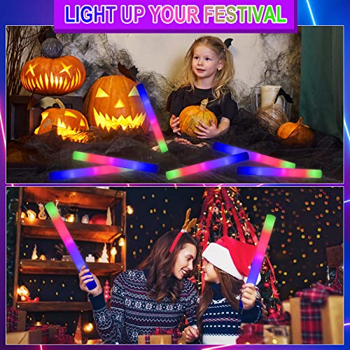 Taotuo Glow Sticks Bulk, 20 Pack LED Light Up Foam Sticks 3 Modes Color Flashing,Glow Party Supplies for Wedding Birthday, Raves, Concert, Camping, New Year, Carnival, Halloween Christmas