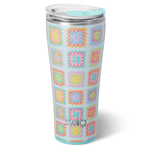 Swig Life 32oz Insulated Tumbler, Travel Coffee Tumbler with Lid, Cup Holder Friendly, Stainless Steel Travel Coffee Mug, Glitter Tumbler, Glitter Gifts (Confetti)