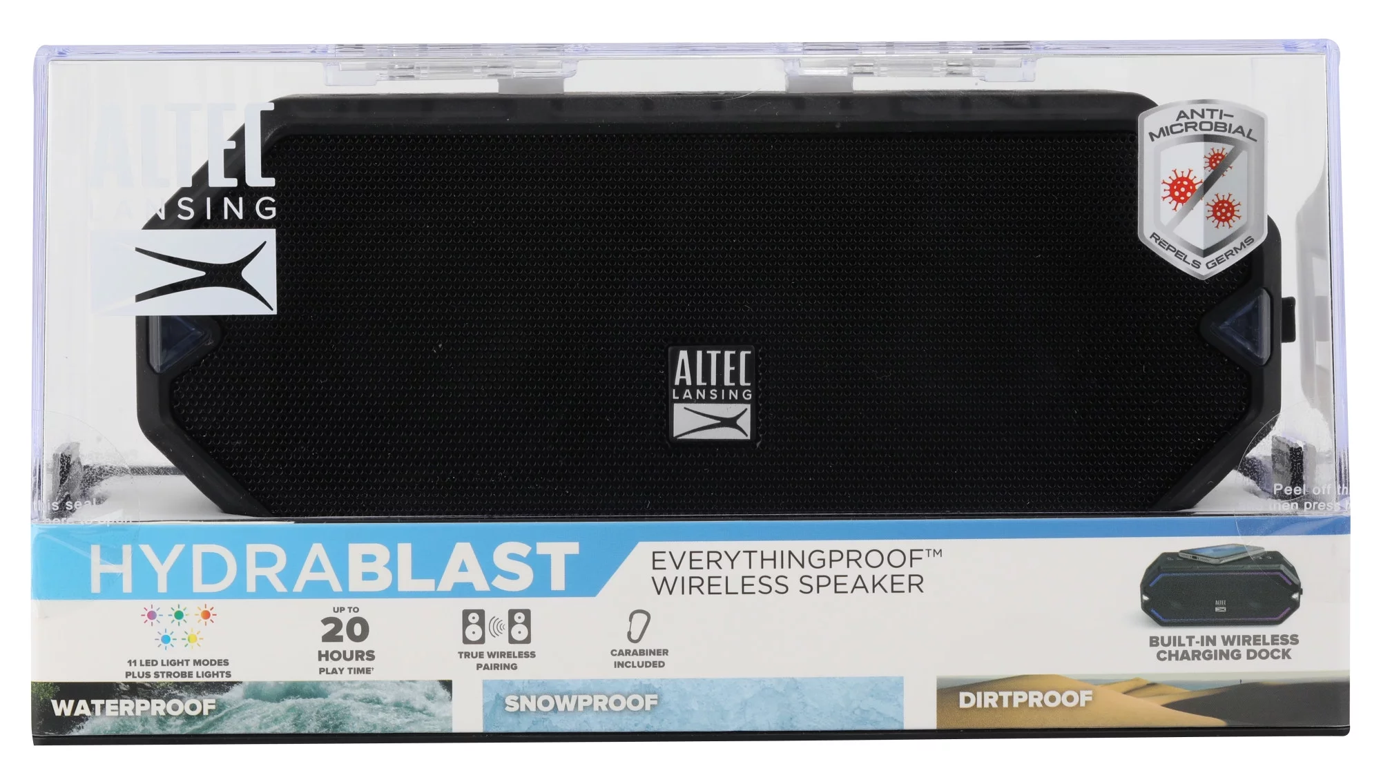 Altec Lansing HydraBlast Everythingproof Wireless Bluetooth Speaker, Black, IMW1300-BLK