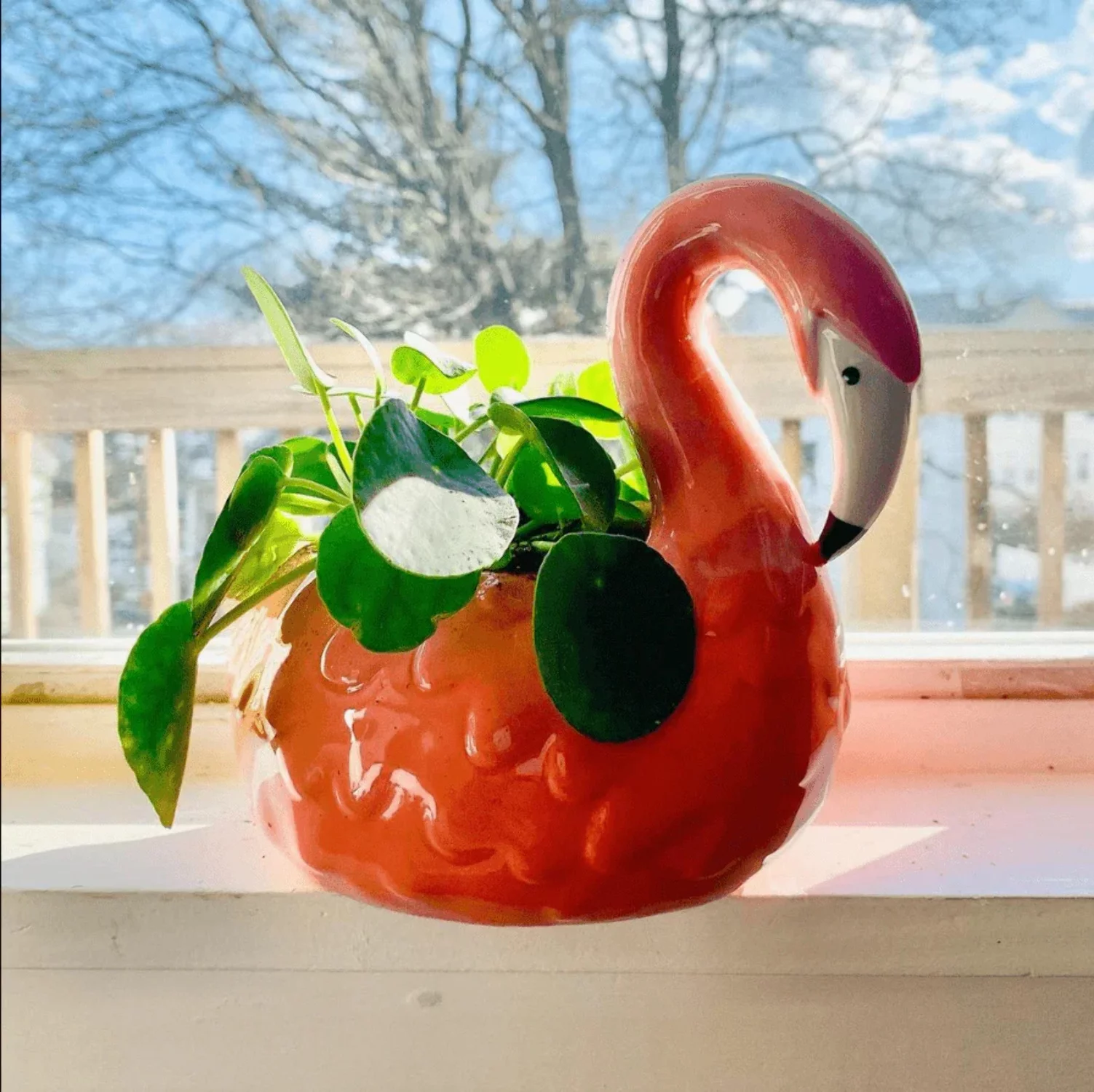 Streamline Imagined Flamingo Ceramic Planter Pot