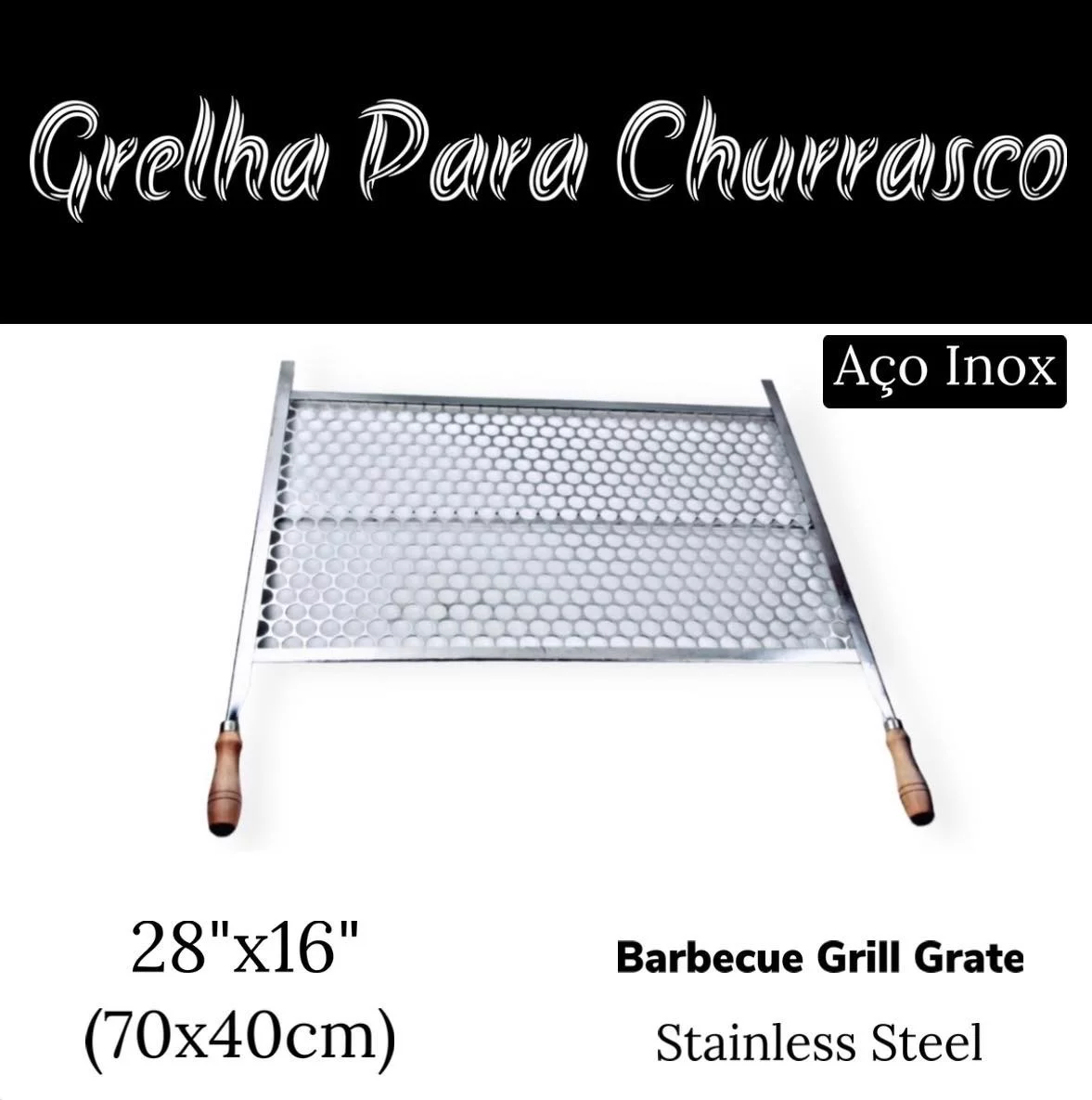 Stainless Steel Brazilian Barbecue Grill Grate 28'' x 16''Inches