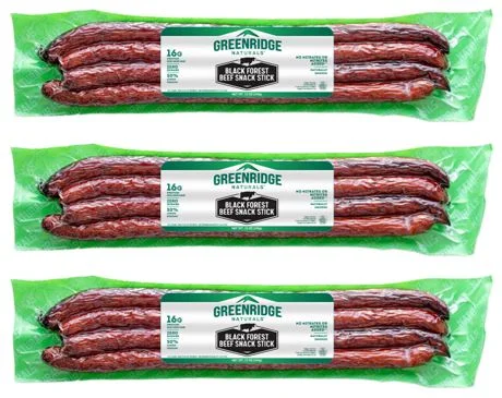 Greenridge Naturals 12oz Beef Sticks (Black Forest 3 Pack), High Protein, Naturally Smoked, No Nitrates, No Preservatives, No MSG, Keto Friendly, Gluten Free, Lower Sodium
