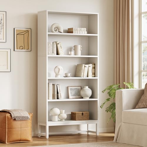 70.8 Inch Tall Bookcase and Bookshelf with Closed Back Shelf, 5-Tier Large Bookcases Organizer with Storage Shelves, Heavy Duty Free-Standing Library Bookcases Shelving Unit for Living Room, Bedroom